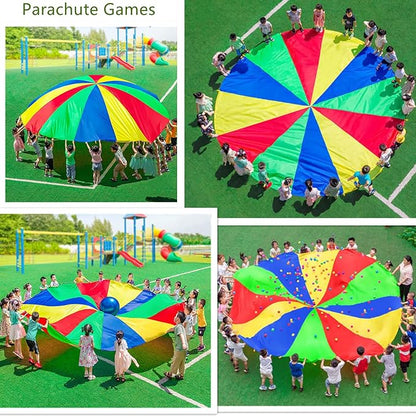 SPINFOX Play Parachute 6FT, 10FT, 20ft Play Parachute with Handles Multicolored Parachute for Kids, Kids Play Parachute for Indoor Outdoor Games Exercise Toy