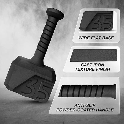 Yes4All Hammer Kettlebells 15, 25, 35 lbs - Cast Iron Weights Anti Slip Powder Coated Handle - Workout Strength Training Gym Equipment, Weightlifting