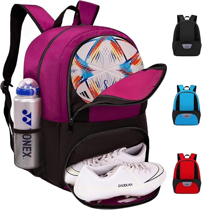 Soccer Bag&Soccer Backpack&Backpack for Football Volleyball Basketball,Sport Equipment Bags with Shoe compartment. (Purple)