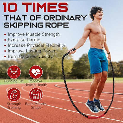 Jump Rope, 3lb 4lb 5lb Weighted Jump Rope for Fitness, 9.8ft Heavy Jumping Ropes for Exercise, Adult Workout Rope for Men & Women Improve Strength, Skipping Rope for Gym Training, Home Workout