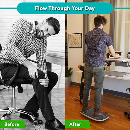 BASE Standing Desk Balance Board – Office Wobble Board with Anti-Fatigue Mat gentle balance board standing desk mat balancing board rocker board accessories exercise equipment Improve Posture & Focus