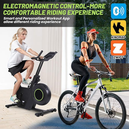 Exercise Bike,Indoor Cycling Bike for Home Cardio, Plus Magnetic Resistance/Brake Pad Indoor Cycling Bike Stationary, Low Noise Fitness Stationary Bike with App, Upgraded Version Seat