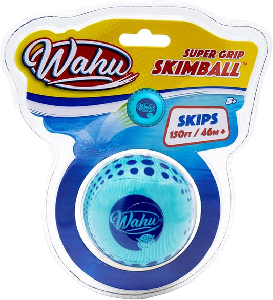 Wahu Super Grip 100% Waterproof Skimball Pool Toy, Water Skipping Ball for Pool and Beach, Skips Over 150' on Water, Blue