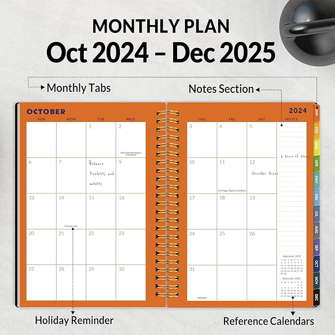 2025 Fitness Workout Journal Planner for Women & Men, from JAN 2025 - DEC 2025 Exercise Planner, 6.4" x 8.3" Fitness Tracker Journal Essentials for Goals, Tracking, Gifts with PVC Plastic Cover, Black