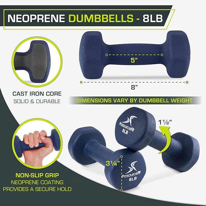 ProsourceFit Neoprene Dumbbell Coated for Non-Slip Grip, 4 lb