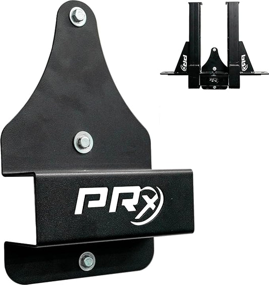 PRx Performance Wall Mounted Spotter Arm Storage - Fits 5/8" & 1" Holes - Steel Weight Catches for 2x3 & 3x3 Squat Rack - Space-Saving Home Garage Gym Equipment - Accessories for Men - USA Made- Black