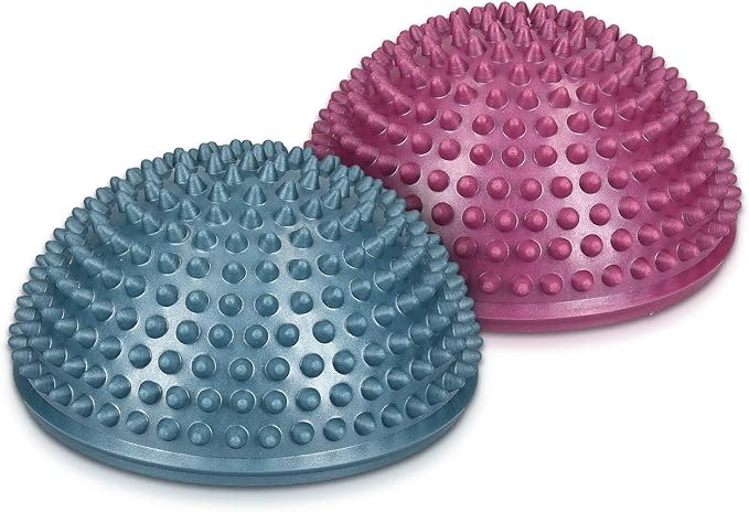 Navaris 2X Hedgehog Balance Pods - Set of 2 Spiky Fitness Domes for Sports, Foot Massage, Stability Training, Balancing in Multiple Colors