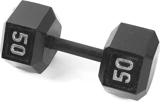 CAP Barbell Black Cast Iron Hex Dumbbell | 5-120 LBs | Single or Pair