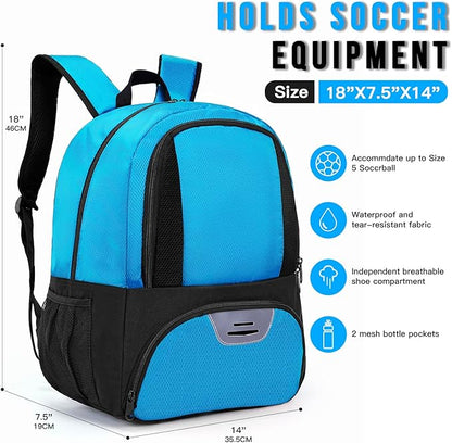 Soccer Bag&Soccer Backpack&Backpack for Football Volleyball Basketball,Sport Equipment Bags with Shoe compartment. (Blue)