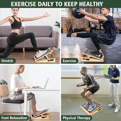 20.5" Wide Professional Slant Board for Squats, Calf Stretcher Slant Board, 6 Adjustable Angles & 500 Lbs Weight Capacity, Adjustable Wooden Incline Board for Knees Ankle Heel Foot Hamstring