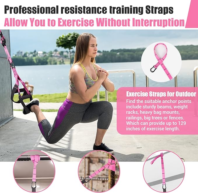 Home Resistance Training Kit, Resistance Trainer Exercise Straps with Handles, Door Anchor and Carrying Bag for Home Gym, Bodyweight Resistance Workout Straps for Indoor & Outdoor