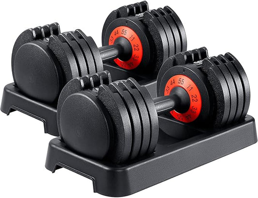 AOTOB 25/55 lbs (Pair) Adjustable Dumbbell Set, Dumbbells Adjustable Weight with Anti-Slip Fast Adjust Turning Handle, Dumbbell Sets Adjustable for Men and Women, Dumbbells Pair for Home Gym Exercise