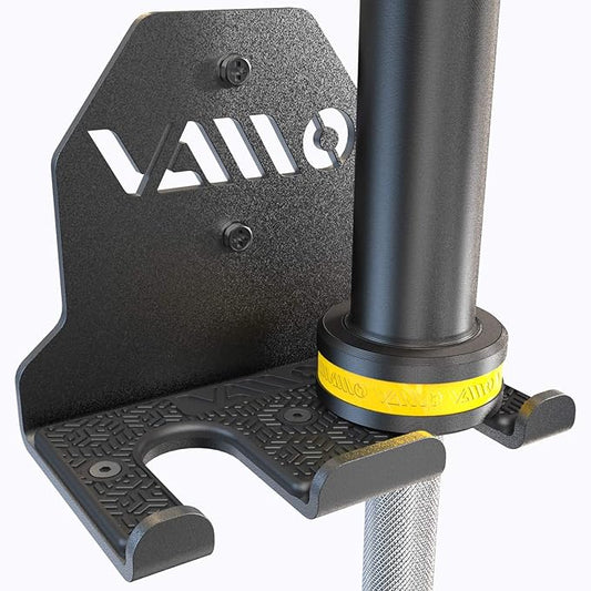 VAIIO Single Olympic Barbell Hanger,Garage Gym Bar Wall Rack,Vertical Barbell Mount Rack,Black Powder Coated,Space Saving Commercial or Home Gym Accessory,Holds Under 33mm Bar Size