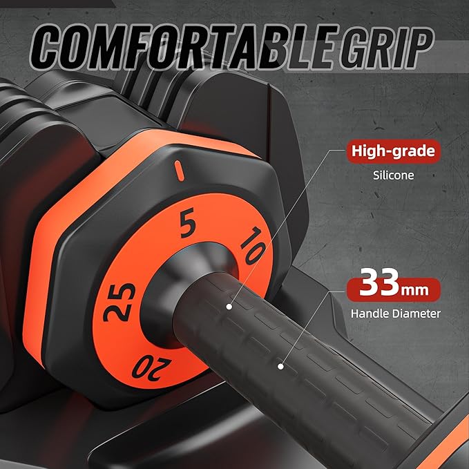 LUSPAZ 25LB 5 in 1 Single Adjustable Dumbbell Free Dumbbell Weight Adjust with Anti-Slip Metal Handle, Ideal for Full-Body Home Gym Workouts