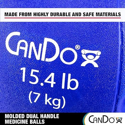 CanDo Molded Dual-Handle Medicine Ball for Strength Training, Core Workouts, Warmups, Cardio, and Plyometrics with Handles for Home and Clinic Use