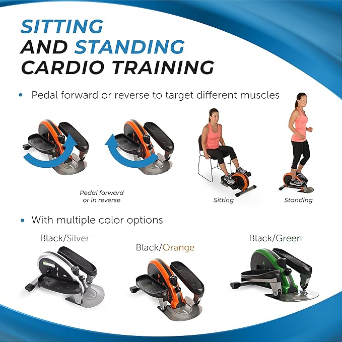 Stamina Inmotion Compact Strider Foot Exercise Machine - Under Desk Elliptical - Standing or Seated Elliptical Fitness Equipment