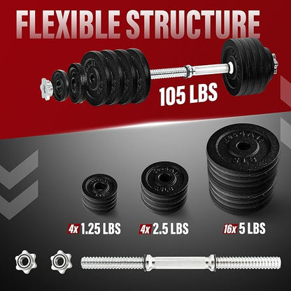 Yes4All Adjustable Dumbbell Set with Weight Plates, Star Lock Collars/Connector, 40lbs to 200lbs Adjustable Weight Plates Set