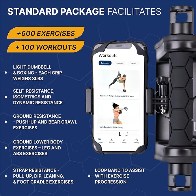 Ultimate Fitness Strength Trainer iOS App & Portable Hand-Held Calisthenic Gym - Olympus Grip by Fitnix