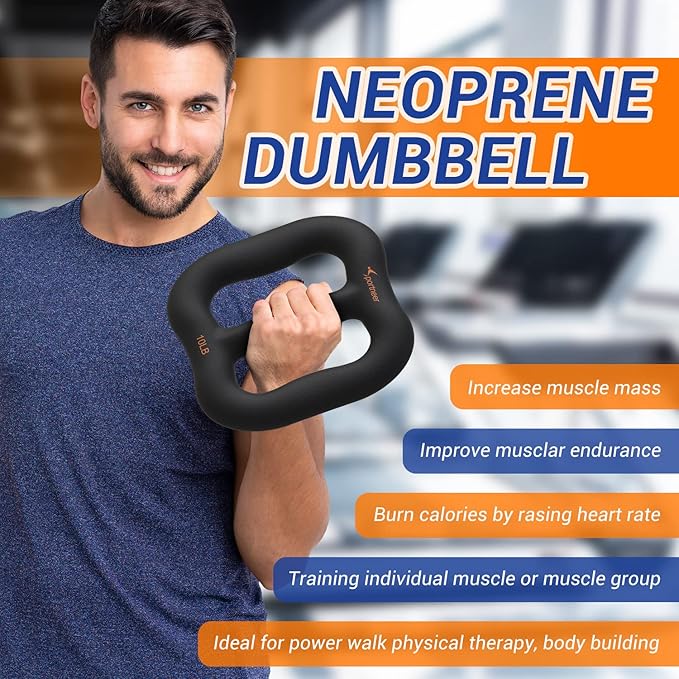 Sportneer Premium Ring-Shaped Dumbbell 10 lbs Hand Weight, Combination of Dumbbell, Kettlebell and Weight Plate, 3-in-1 Weights Dumbbells for Muscle Toning, Strength Training