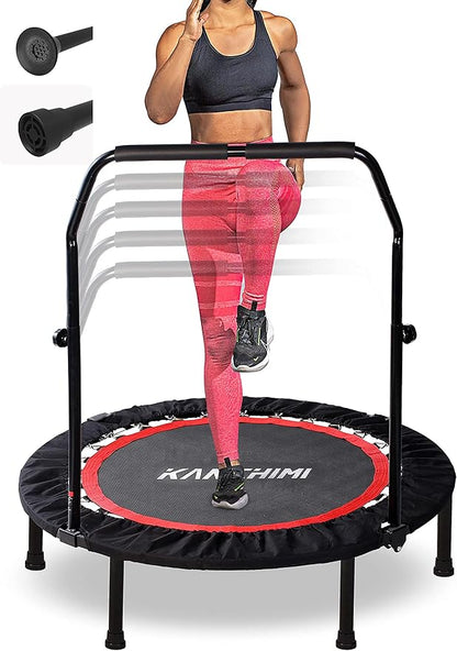 Kanchimi 40" 48" Folding Mini Fitness Indoor Exercise Workout Rebounder Trampoline with Handle, Max Load 330lbs