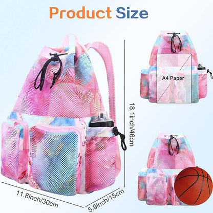 RHCPFOVR Mesh Swim Bags for Swimmers - Drawstring Backpack for Women Men Girls Swim Team Gear Swimming Beach Gym Bag Sports Pool