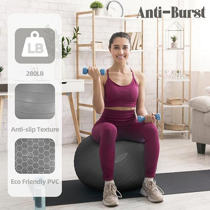 Anti-Burst and Slip Resistant Exercise Ball Yoga Ball Fitness Ball Birthing Ball with Quick Pump, 2,000-Pound Capacity, Multiple Colors and Sizes