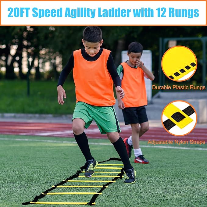 Agility Ladder Speed Training Equipment Set - Football 4 Agility 20ft Agility 12 Soccer