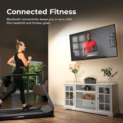 Sunny Health & Fitness Endurance Cardio Running Walking Treadmill with Extended Safety Handrails, Low-Impact, Low Wide Deck and SunnyFit® App Enhanced Bluetooth Connectivity SF-T722062