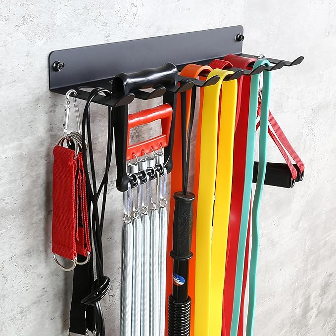 Multi-Purpose Gym Equipment Storage Rack Resistance Bands Storage Hanger Barbell Rack Heavy Duty Gym Rack for Exercise Bands, Lifting Belts and Jump Ropes