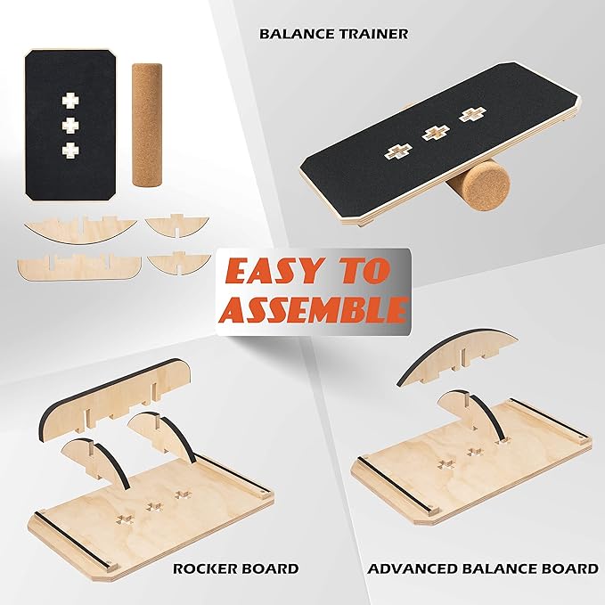 360 Degree Rotation Anti-slip Wooden Balance Board, Plank board & Anti-Slip Wobble Board for Balance and Core Training, Balancing Board for Under Desk