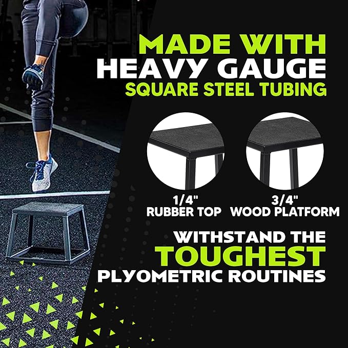 Rage Fitness Steel PlyoBox12-18-24-30Inch High Anti-SlipPlyometric JumpBoxes For Agility,Stamina And Conditioning StrengthTraining(Sold Individually)Plyometric Platform Step Up Box Jump For Home & Gym