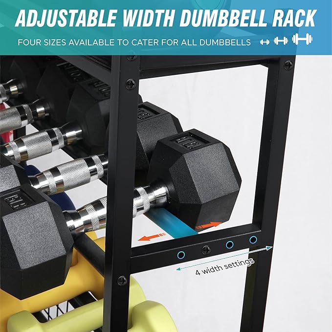 STUFFSTASH Dumbbell Rack, Heavy Duty Weight Rack for Home Gym with Extra Strong Sheet Steel Shelf and Base, Home Gym Storage Weight Rack for Home Gym Dumbbells, Kettlebell Rack, Yoga Mat Storage Rack, Weight Plate Storage