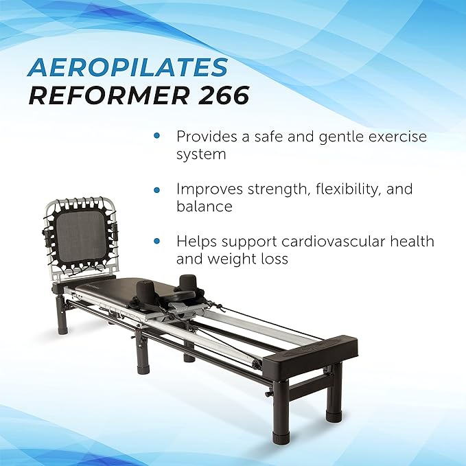 AeroPilates Reformer 266 - Pilates Reformer Workout Machine for Home Gym - Cardio Fitness Rebounder- Up to 300 lbs Weight Capacity