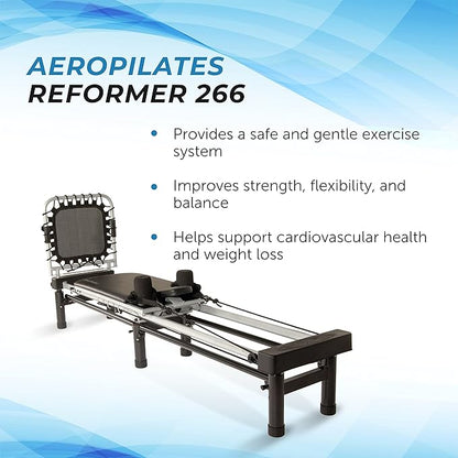 AeroPilates Reformer 266 - Pilates Reformer Workout Machine for Home Gym - Cardio Fitness Rebounder- Up to 300 lbs Weight Capacity