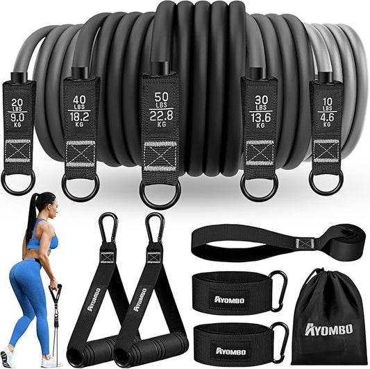 Resistance Bands, Exercise Bands with Handles for Working Out, Fitness Bands for Women, Workout Equipment Home Gym, Training Bands with Door Anchor, Legs Ankle Straps, Shape Body, Physical Therapy