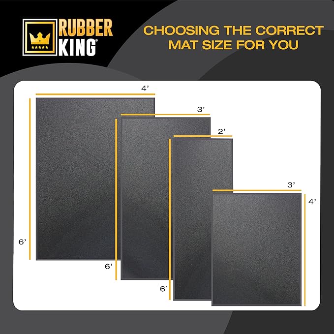 Rubber King Multi-Purpose Exercise Mat - 100% Recycled Thick Rubber Mat for Home Gym Flooring, Non-Slip, Low-Odor Durable Workout Mat for Indoor/Outdoor, Shoe-Friendly