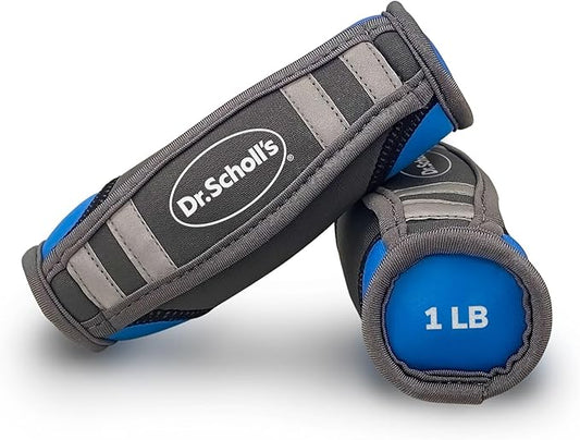 Dr. Scholl's 1lb/2lb Pair Ergonomic Grip Soft Walking Weights with Reflective Trim For Added Visibility, Versatile Exercise Equipment, Ideal for Home Workout, Strength Training, and Physical Therapy