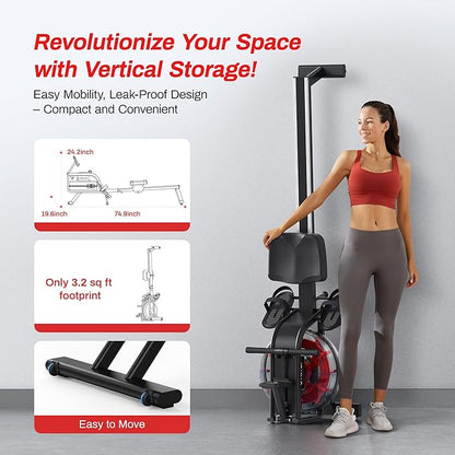 Magnetic Rowing Machines for Home, Compact and Saves Space - Vertical/Folding Storage, 350 LB Weight Capacity with Bluetooth App Supported, Tablet Holder and Comfortable Seat Cushion