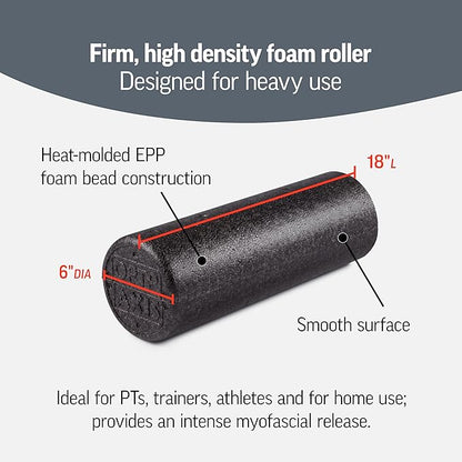 OPTP AXIS Firm Foam Roller, High Density Foam Roller for Sports Training, Pilates, Fitness Exercise and Physical Therapy (Black, 18" X 6" Round)