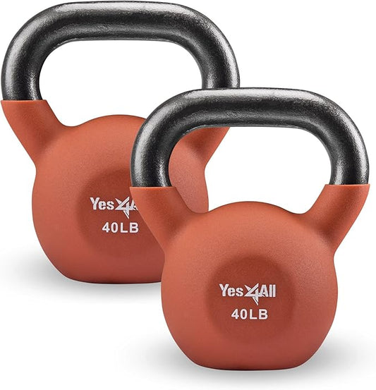 Yes4All Neoprene Coated/Adjustable Kettlebell & Kettlebell Sets - Hand Weights for Home Gym & Dumbbell Weight Set training