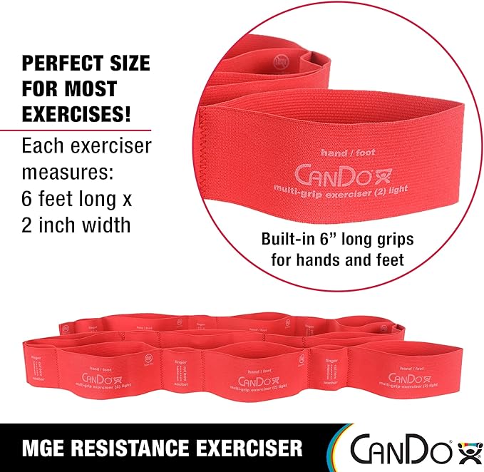 CanDo Multi-Grip 6 Foot Exercise Resistance Band with Hand/Foot Loops for Total Body Workouts, Training, Rehab, Stretching and Therapy