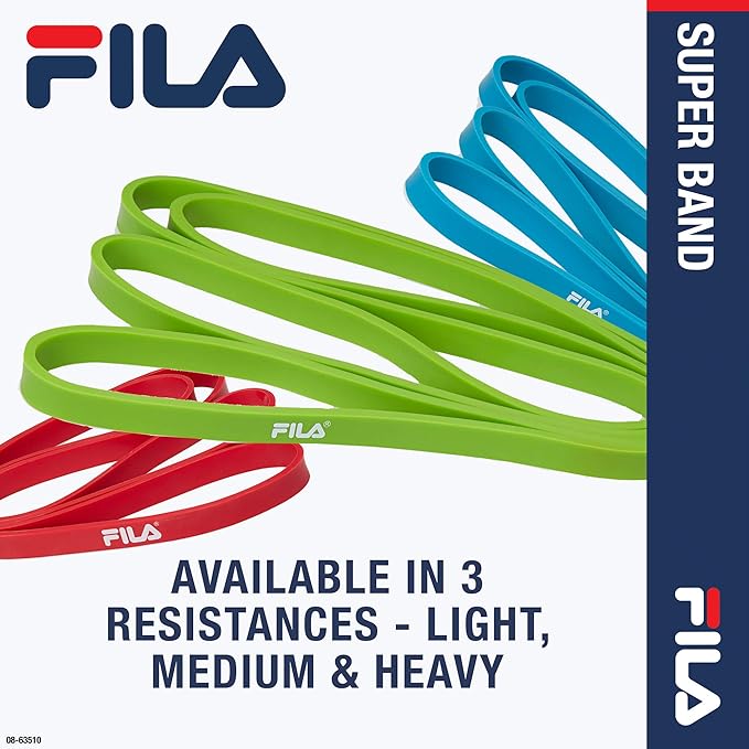 Resistance Band Exercise Loop Cords - by FILA Accessories | Superband for Assisted Pull Ups, Speed and Bodyweight Strength Training (Available in Light, Medium, Heavy - Sold Separately)