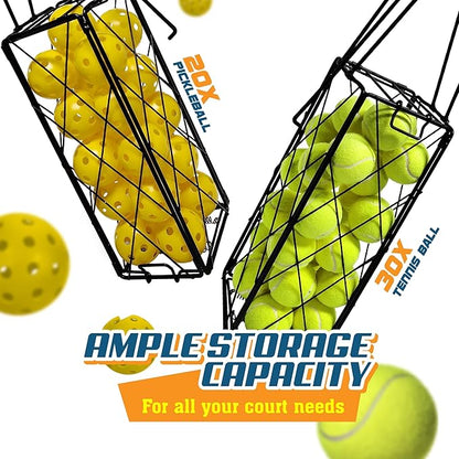 ohlela 2-in-1 Portable Pickleball Collector & Pickleball Ball Hopper - Tennis Ball Collector Or Tennis Ball Hopper, Pickleball or Tennis Ball Basket with Handle for Picking, Storage & Training Tool