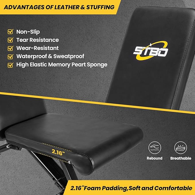 Adjustable Folding Weight Bench,Foldable Incline Decline Workout Bench Sit Up Bench with Resistance Band,Multifunctional Bench Home Gym Equipment for Full Body Workout