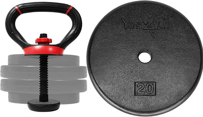 Yes4All Adjustable Kettlebell Handle for Weight Plates, Dumbbell Converter for Strength Training Kettlebells, Home Gym