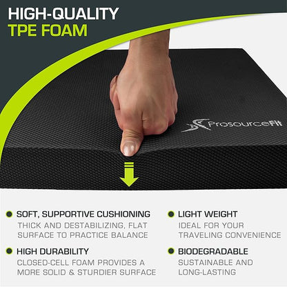 ProsourceFit Exercise Balance Pad – Non-Slip Cushioned Foam Mat & Knee Pad for Fitness and Stability Training, Yoga, Physical Therapy 15.5”x12.75”