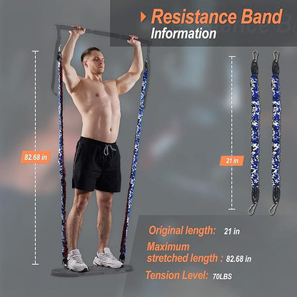 HOTWAVE Resistance Bands for Portable Gym.Push Up Board and Pilates Bar Replacement Backup Exercise Band. Safety Cloth Cover.Squat Workout,Strength Training Fitness Accessories