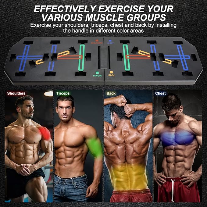 Push Up Board, Enhanced Multi-function Foldable Push Up Bar with Resistance Bands, Portable Strength Training Equipment, Push Up Handles for Perfect Pushups, Professional Push Up Workout Equipment for Home Gym