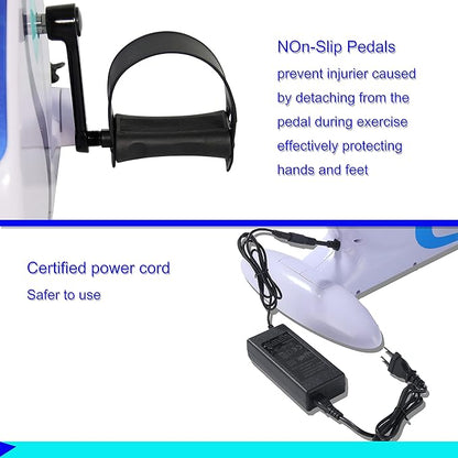 PS Mini Motorized Electric Exercise Pedal Bike,Under Desk Adjustable Exerciser,Hand,Arms,Knee and Leg,Fitness Rehab Equipment for Seniors