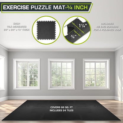 ProsourceFit Extra Thick Puzzle Exercise Mat ¾” and 1", EVA Foam Interlocking Tiles for Protective, Cushioned Workout Flooring for Home and Gym Equipment